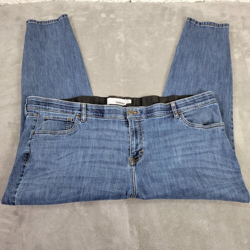 Sonoma Women's Plus 26W Straight Leg Cropped Jeans Blue Elastic Waist 46" SL16E